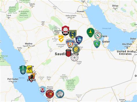 Saudi Professional League Map | Clubs | Logos - Sport League Maps