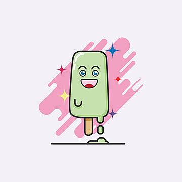 Happy Lime Ice Cream Bar Cartoon On White Background Vector, Art, Vector, Flavor PNG and Vector ...