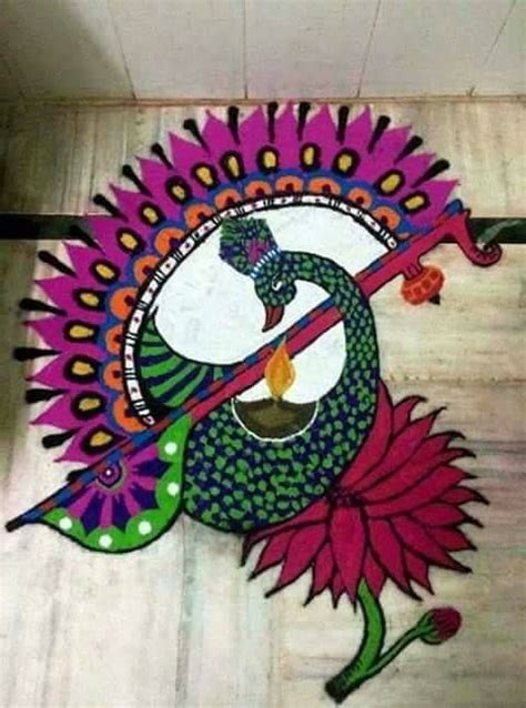 20 Beautiful Peacock Rangoli Designs