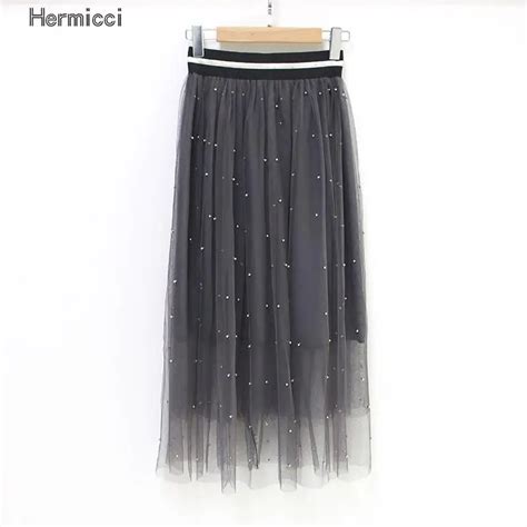 Aliexpress.com : Buy Hermicci Women Beading Tulle Skirt 2017 Autumn ...