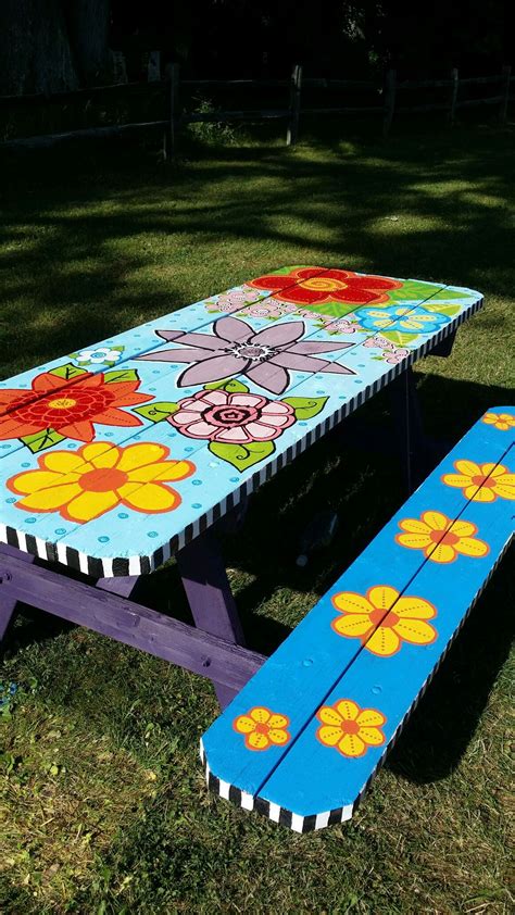 Creative and Colorful Ideas for Painted Picnic Tables