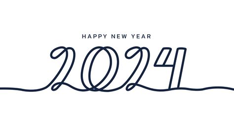 2024 Lettering Line. Happy New Year Continous typography 29566357 ...