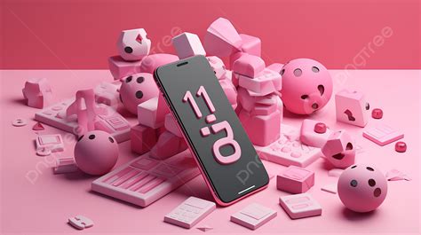 Minimal Cartoon Style Pink Background With 3d Render Smartphone And Basic Math Symbols Plus ...