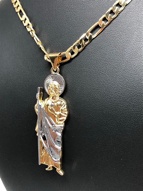 Gold Plated Saint Jude Pendant Necklace Chain San Judas Tadeo Jewelry ...