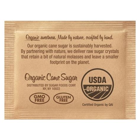 Organic Raw Cane Sugar Packets, Box Of 200 Packets