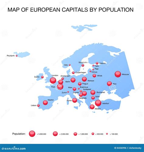 Map European Capitals By Population Royalty Free Stock Image - Image: 8436996