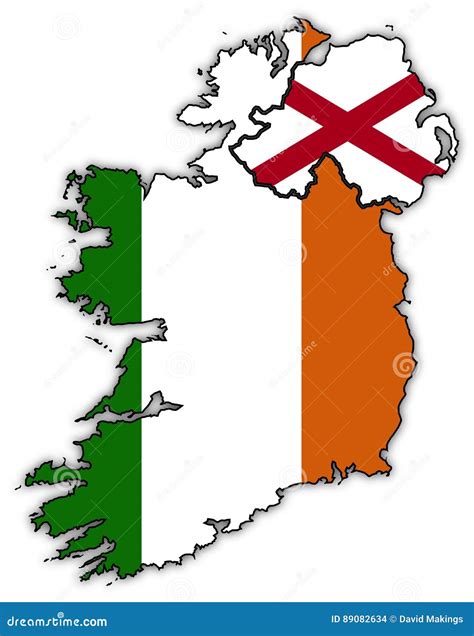 Northern and Republic of Ireland Flags in Maps Stock Illustration - Illustration of outline ...