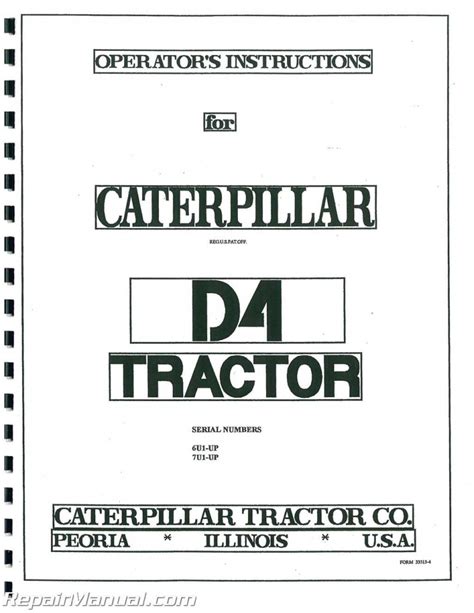 Caterpillar D4 Crawler Operators Manual