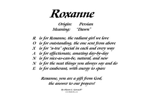 Meaning of Roxanne - LindseyBoo