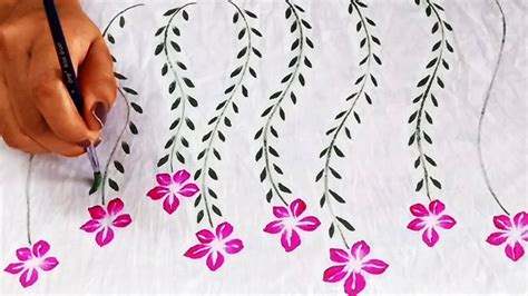 Five petal Flower Design on Fabric | Easy Fabric Painting Project for Beginners - YouTube