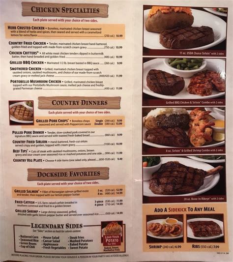 Menu at Texas Roadhouse steakhouse, Mount Pleasant, S Mission St