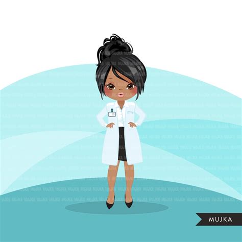 Black Female Doctor Clipart Hospital Graphics Print and Cut - Etsy