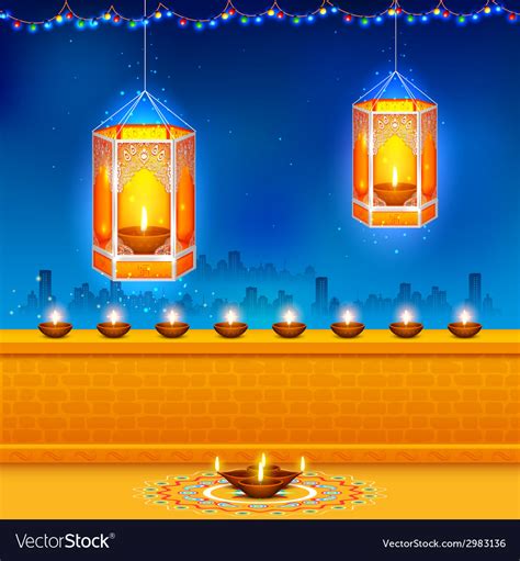 Hanging kandil in Diwali night Royalty Free Vector Image