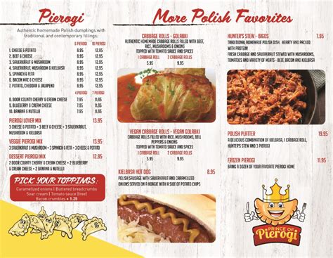 Menu – Prince of Pierogi Restaurant