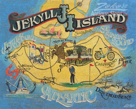 Jekyll Island Map Print from an original hand painted and | Etsy