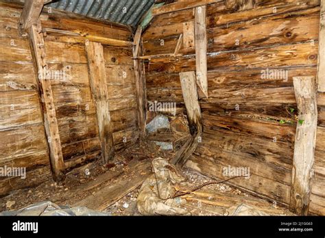 interior of old wooden shack, dilapidated ancient and abandoned in the forest Stock Photo - Alamy