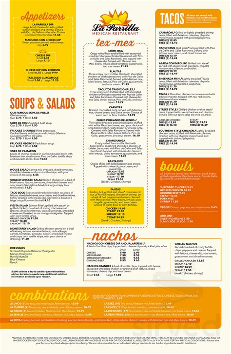 La Parrilla Mexican Restaurant menus in Peachtree Corners, Georgia ...