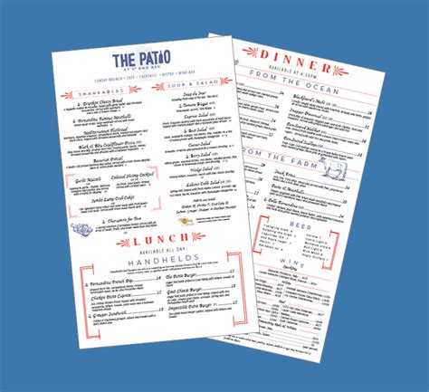 Menus for The Patio in Fernandina Beach, FL