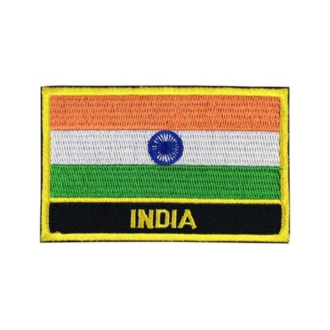 India Flag Patch Embroidered Patch Gold Border Iron On patch