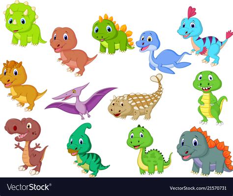 Cute baby dinosaurs collection Royalty Free Vector Image