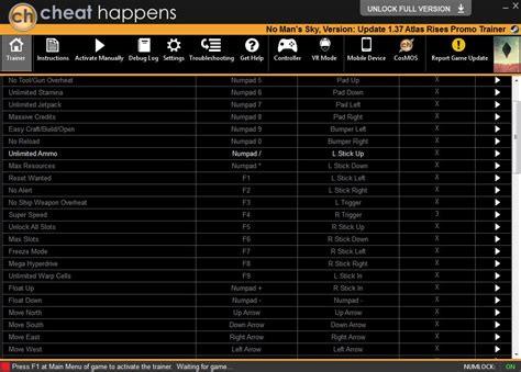 No Man´s Sky Trainer +28 v1.37 Atlas Rises (Cheat Happens) - download cheats, codes, trainers