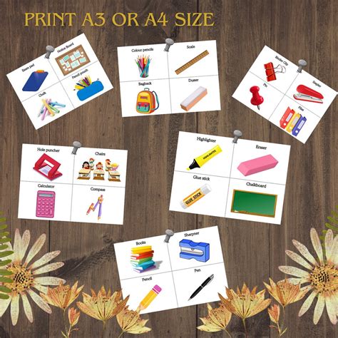 Classroom Objects Cartoon Flashcards for Kids - Etsy