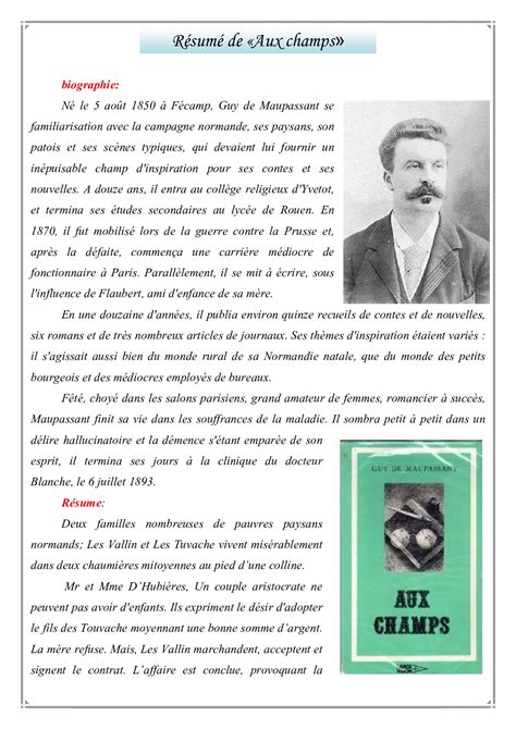 PDF aux champs guy de maupassant analyse PDF Cours,Exercices ,Examens PDF Télécharger Download