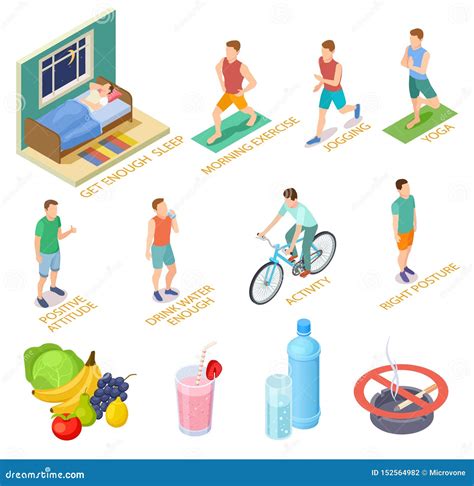 Healthy Lifestyle Isometric Concept. Regular Exercises, Medical ...