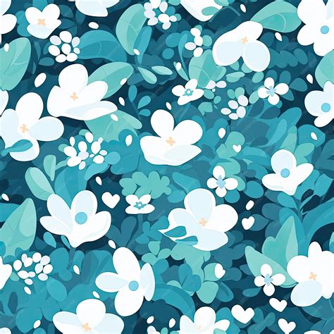 Premium AI Image | Turqoise and white floral wallpaper