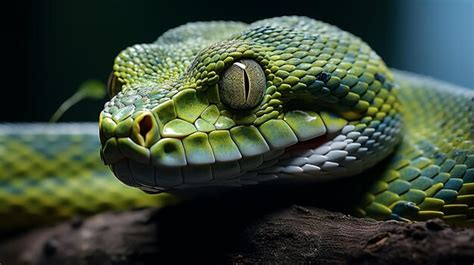 Premium AI Image | Closeup photo of a Green Tree Python looking in their habitat