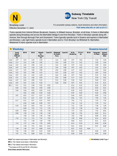 MTA N Subway Timetable 20231217 | PDF | New York Metropolitan Area ...