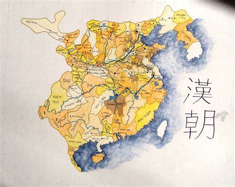 Hand Drawn Map of the Han Dynasty in the 1st Century AD. [2329 × 1849] : r/MapPorn