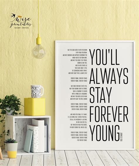 Rod Stewart Forever Young Lyrics decor song print black white | Etsy