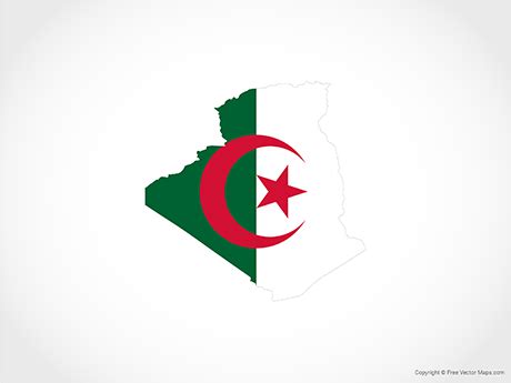 Printable Vector Map of Algeria - Flag | Free Vector Maps