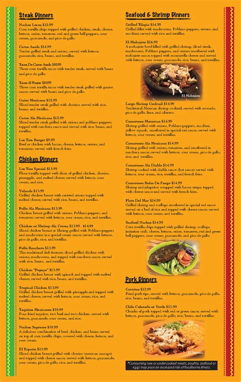 tio's mexican food menu - Alene Foley