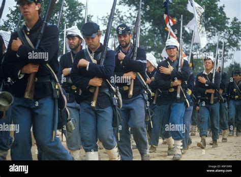 Historical reenactment of the Battle of Manassas marking the beginning ...