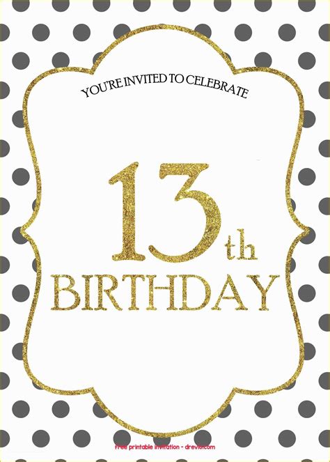 13th Birthday Invitation Templates Free Of Free 13th Birthday Invitations Templates ...