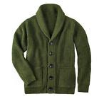 Mens Shawl Collar Cardigan Sweater Cable Knit Button Cotton Sweater ...