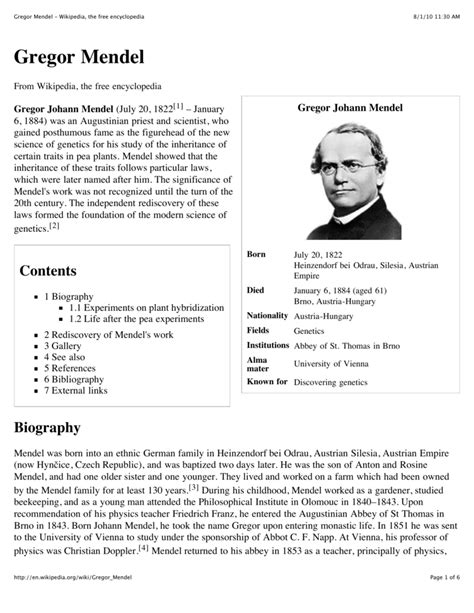 Gregor Mendel - Wikipedia, the free encyclopedia