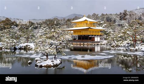 Snowy Kinkaku-ji Temple in winter. Famous tourist attraction in Kyoto ...