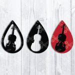 Violin Teardrop Earring SVG DXF Cut Files