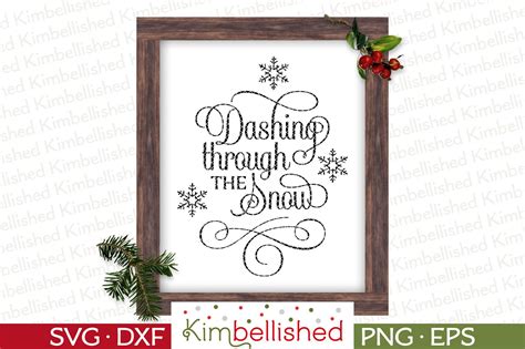 Dashing Through the Snow Lyrics Christmas SVG DXF Digital Cut - Etsy