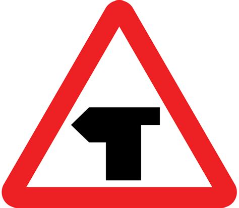 T-junction sign (left ahead) - Theory Test