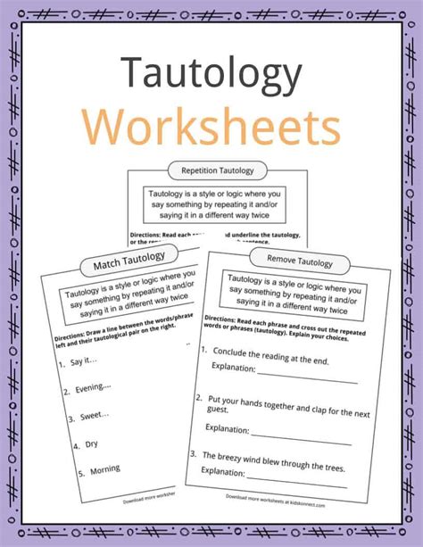 Tautology Worksheets, Examples & Definition For Kids