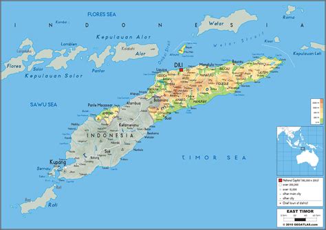 East Timor Physical Wall Map by GraphiOgre - MapSales