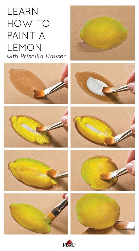 Painting a Lemon with a Flat Brush | Методы покраски, Декоративные картины, Техники живописи