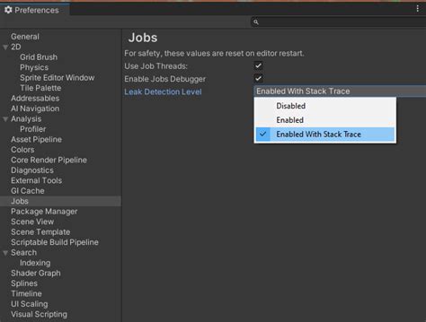 Leak Detection Menu is not appearing under jobs in Unity 2022.2 Beta ...