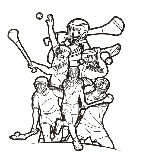 Outline Hurling Sport Team Players Action 2429765 Vector Art at Vecteezy