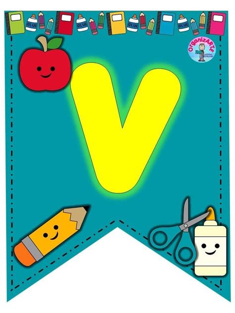 the letter v is made up of school supplies