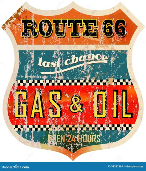 Old Route 66 Gas Station Sign Stock Vector - Illustration of historic ...